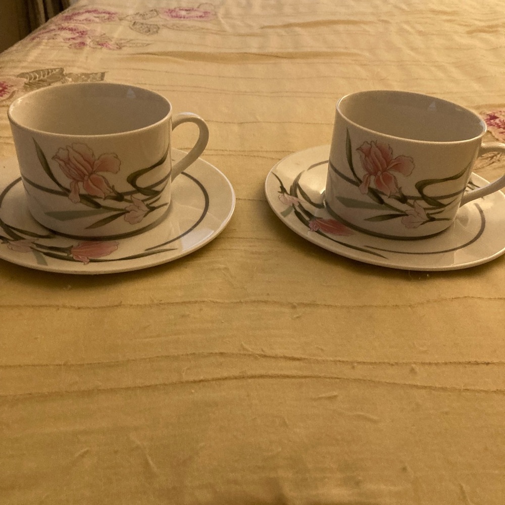 China Pearl “Rhine” cup and saucer sets.